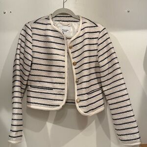 Abercrombie & Fitch Cream and Black Striped Blazer
